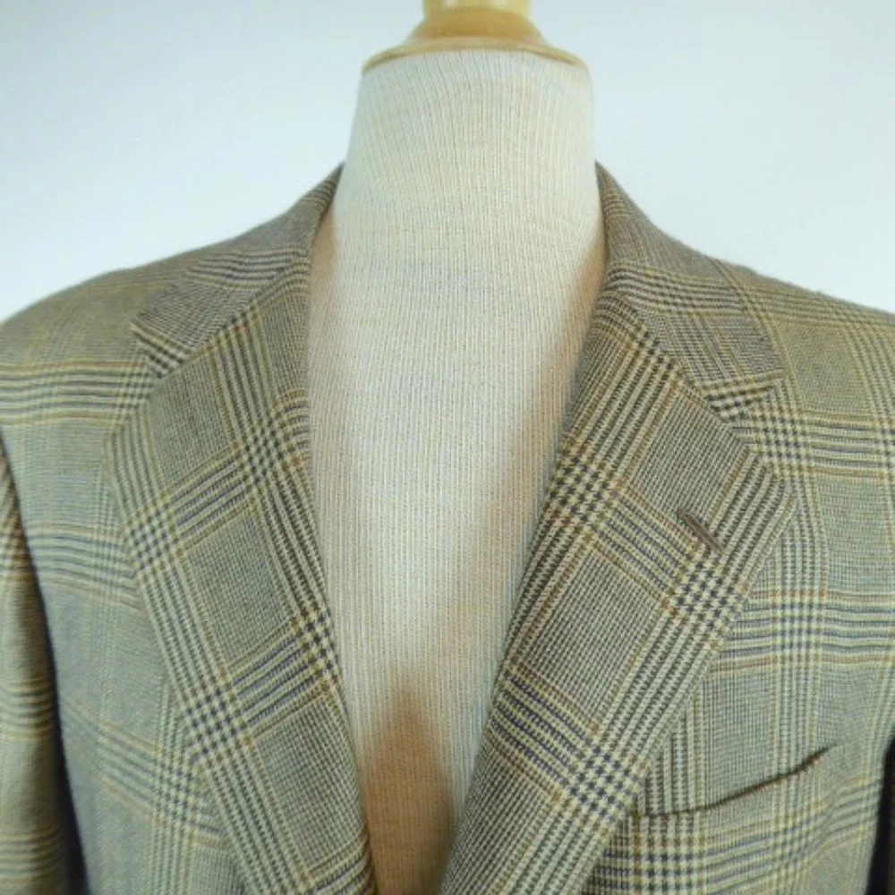 Kiton Napoli 100% cashmere  plaid blazer i50 riding jacket equestrian L vintage